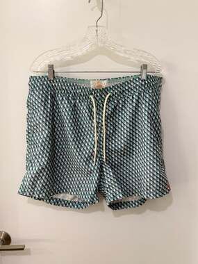 SWIMS Geometric Triangle Print Drawstring Swim Trunks Shorts Extra Large